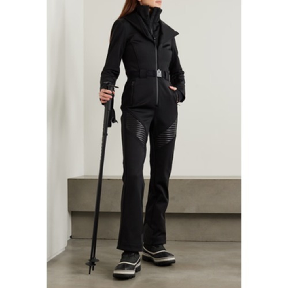 NEW‎ Mackage Womens XL Ski Jumpsuit Black Softshell Hooded Belted Snow One Piece